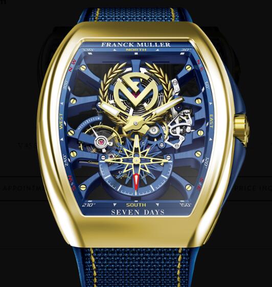 Buy Franck Muller Vanguard Yachting Anchor Skeleton Franck Muller Emblem Replica Watch for sale Cheap Price V 45 S6 SQT ANCRE FM YACHT (BL) 3N